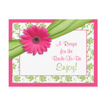 ピンクのデイジーレシピカードが花嫁に