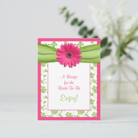 ピンクのデイジーレシピカードが花嫁に ポストカード (スタンド正面)