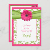 ピンクのデイジーレシピカードが花嫁に ポストカード (正面/裏面)