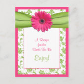 ピンクのデイジーレシピカードが花嫁に ポストカード (正面)