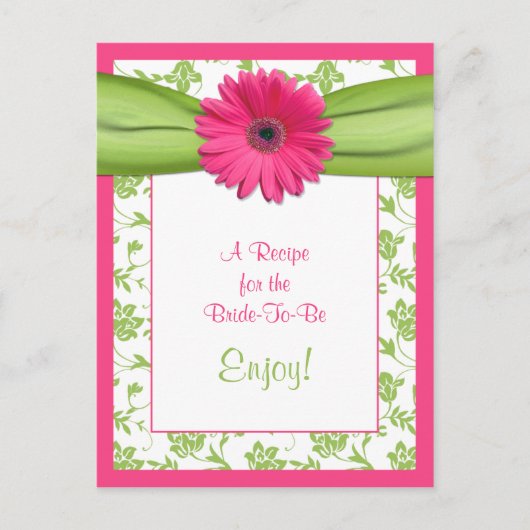 ピンクのデイジーレシピカードが花嫁に ポストカード (正面)