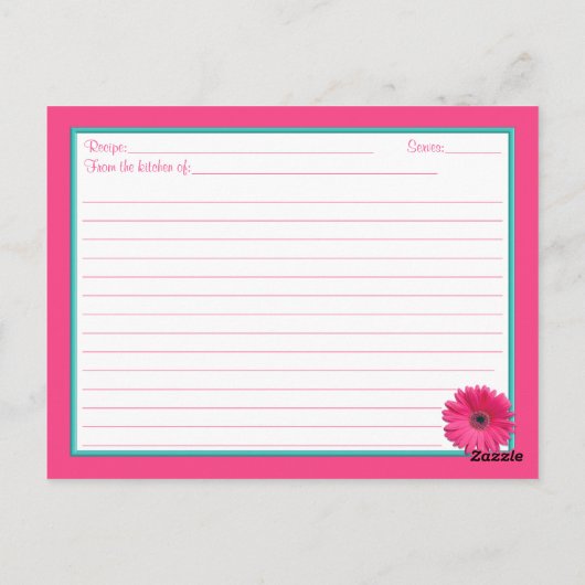 ピンクのデイジーレシピカードが花嫁に ポストカード (裏面)
