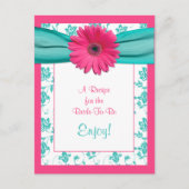 ピンクのデイジーレシピカードが花嫁に ポストカード (正面)