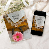 ピンクのデイジーレースカントリーウェスタンリハーサルディナー 招待状