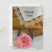 ピンクのデイジーレースカントリーウェスタンリハーサルディナー 招待状 (正面)