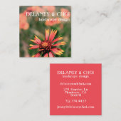 ピンクのデイジー写真ランドスキャッパーガーデンワイルドフラワー スクエア名刺 (正面/裏面)