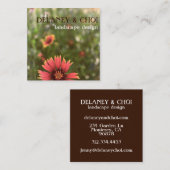 ピンクのデイジー写真ランドスキャッパーガーデンワイルドフラワー スクエア名刺 (正面/裏面)