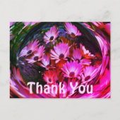ピンクのデイジー抽象芸術フローラありがとうはがき ポストカード (正面)