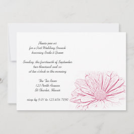 ピンクのデイジー花の効果と結婚式後のブランチ 招待状