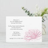 ピンクのデイジー花の効果と結婚式後のブランチ 招待状 (スタンド正面)