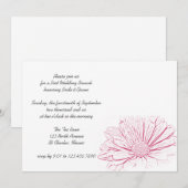 ピンクのデイジー花の効果と結婚式後のブランチ 招待状 (正面/裏面)