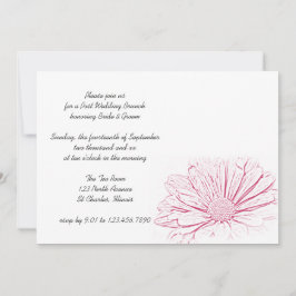 ピンクのデイジー花の効果を使った結婚式後のブランチ 招待状