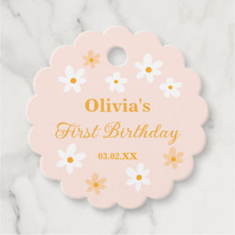 ピンクのデイジー花春の開花少女の誕生日 フェイバータグ