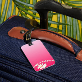 ピンクのデイジー花柄グラデーションの旅の美意識 ラゲッジタグ