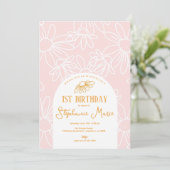 ピンクのデイジー誕生日パーティー 招待状 (スタンド正面)