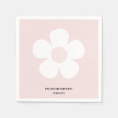 ピンクのデイジー誕生日-フローラパーティーテーブルDecor スタンダードカクテルナプキン (正面)