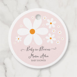 ピンクのデイジー赤ちゃん歓迎会 Baby in Bloom フェイバータグ