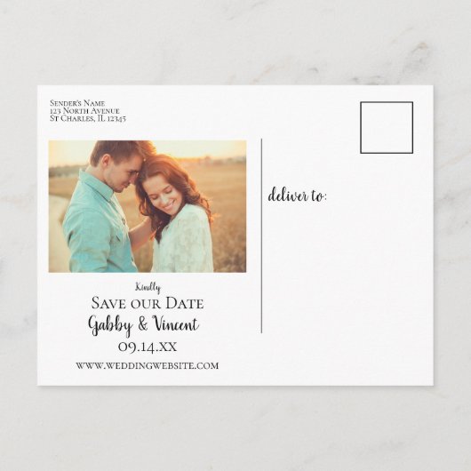 ピンクのデイジー馬蹄西結婚式日付を保存 案内ポストカード (裏面)