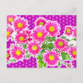 ピンクのデイジー / アスターの花束 & ドット + あなたの創造性 ポストカード (正面)