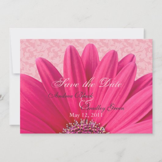 ピンクのデイジー セーブ・ザ・デート 発表 招待状 セーブザデート (正面)