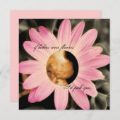 ピンクのデイジー ソノグラム ベビー シャワー 招待状 (正面/裏面)