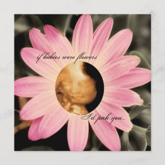 ピンクのデイジー ソノグラム ベビー シャワー 招待状