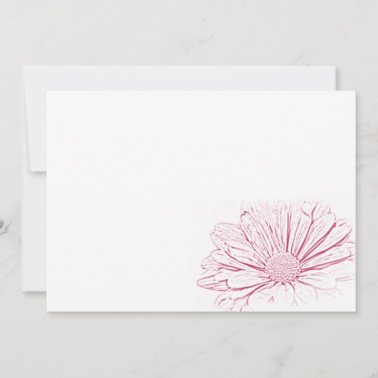 ピンクのデイジー フラワー エフェクト 結婚式後のブランチ 招待状 (裏面)