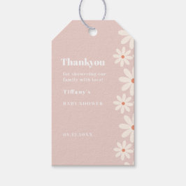 ピンクのデイジー ベイビーシャワー 花の感謝 ギフトタグ