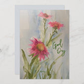 ピンクのデイジー・メモカード 招待状 (正面/裏面)