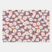 ピンクのデイジー ラッピングペーパーシート (正面)