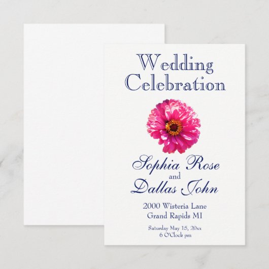 ピンクのデイジー 招待状 (正面/裏面)