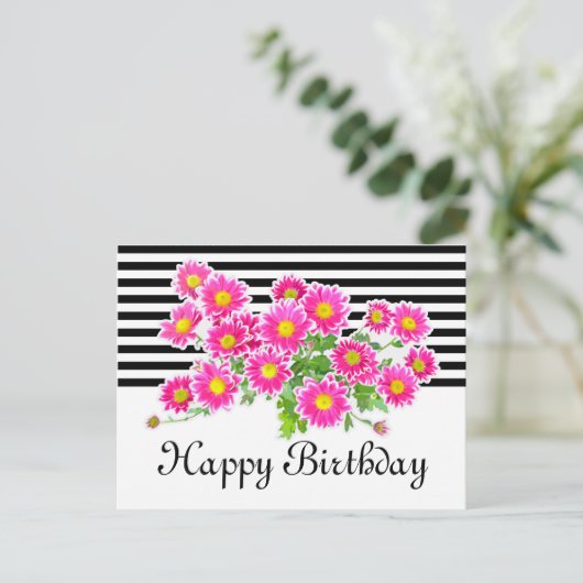 ピンクのデイジー/星状体の花束 + あなたのアイディア ポストカード (スタンド正面)