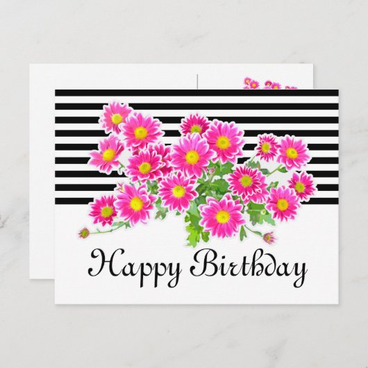 ピンクのデイジー/星状体の花束 + あなたのアイディア ポストカード (正面/裏面)