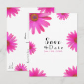 ピンクのデイジー 花のデイジー エレガントな Save the Date 案内ポストカード (正面/裏面)