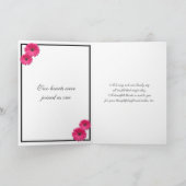 ピンクのデイジー 黒リボン ウェディング サンクス サンキューカード (内部)