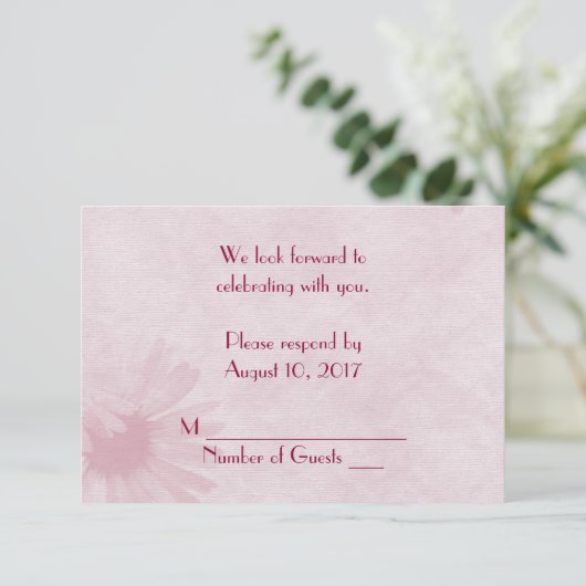 ピンクのデイジー RSVP 招待状 (スタンド正面)