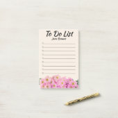 ピンクのデイジーTo Doリストの注パーソナライズされた記 ポストイット (デスク上)
