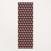 ピンクのデイリリー花の模様(黒) ヨガマット (正面)