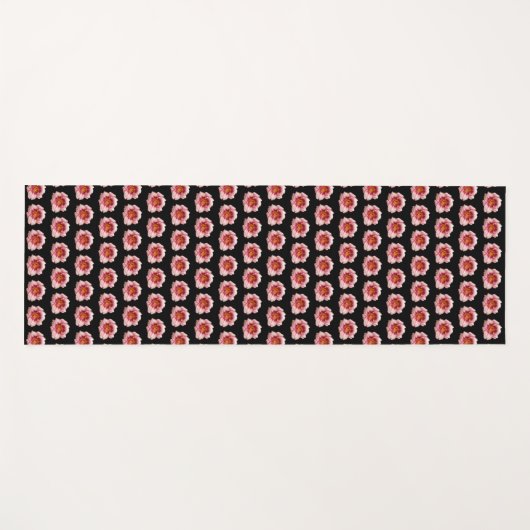 ピンクのデイリリー花の模様（黒） ヨガマット (正面(横))