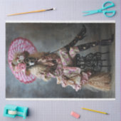 ピンクのデカップジュを着たスタンダードプードル 薄葉紙 (クラフト)