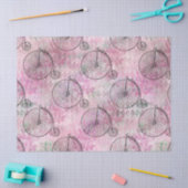 ピンクのデコパージュにハイホイール自転車 薄葉紙 (クラフト)