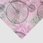 ピンクのデコパージュにハイホイール自転車 薄葉紙 (詳細)