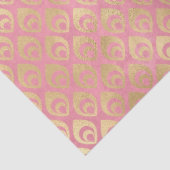 ピンクのデコページ上の小さな金ゴールド抽象芸術液滴 薄葉紙 (詳細)