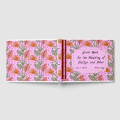 ピンクのデザインカラフルと葉の ゲストブック (全面)