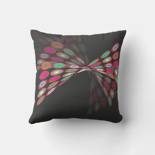 ピンクのデジタル蝶グラフィックアートの枕クッション クッション (裏面)