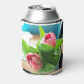 ピンクのデスクトップチューリップ 缶クーラー (缶裏面)