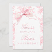 ピンクのトイルいくつ弓ベビーガールシャワーサイン 招待状 (正面)