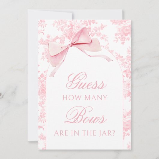 ピンクのトイルいくつ弓ベビーガールシャワーサイン 招待状 (正面)