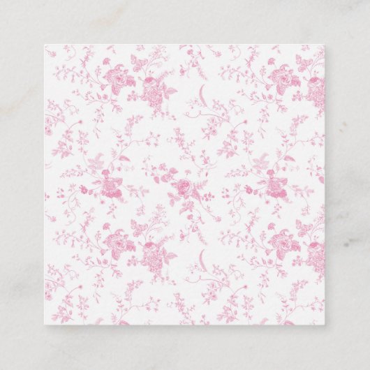 ピンクのトイルヴィンテージフローラ正方形エンクロージャカード エンクロージャーカード (裏面)