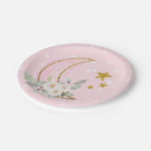 ピンクのトゥインクルリトルスタープレートピンク性別リビール ペーパープレート (アングル)